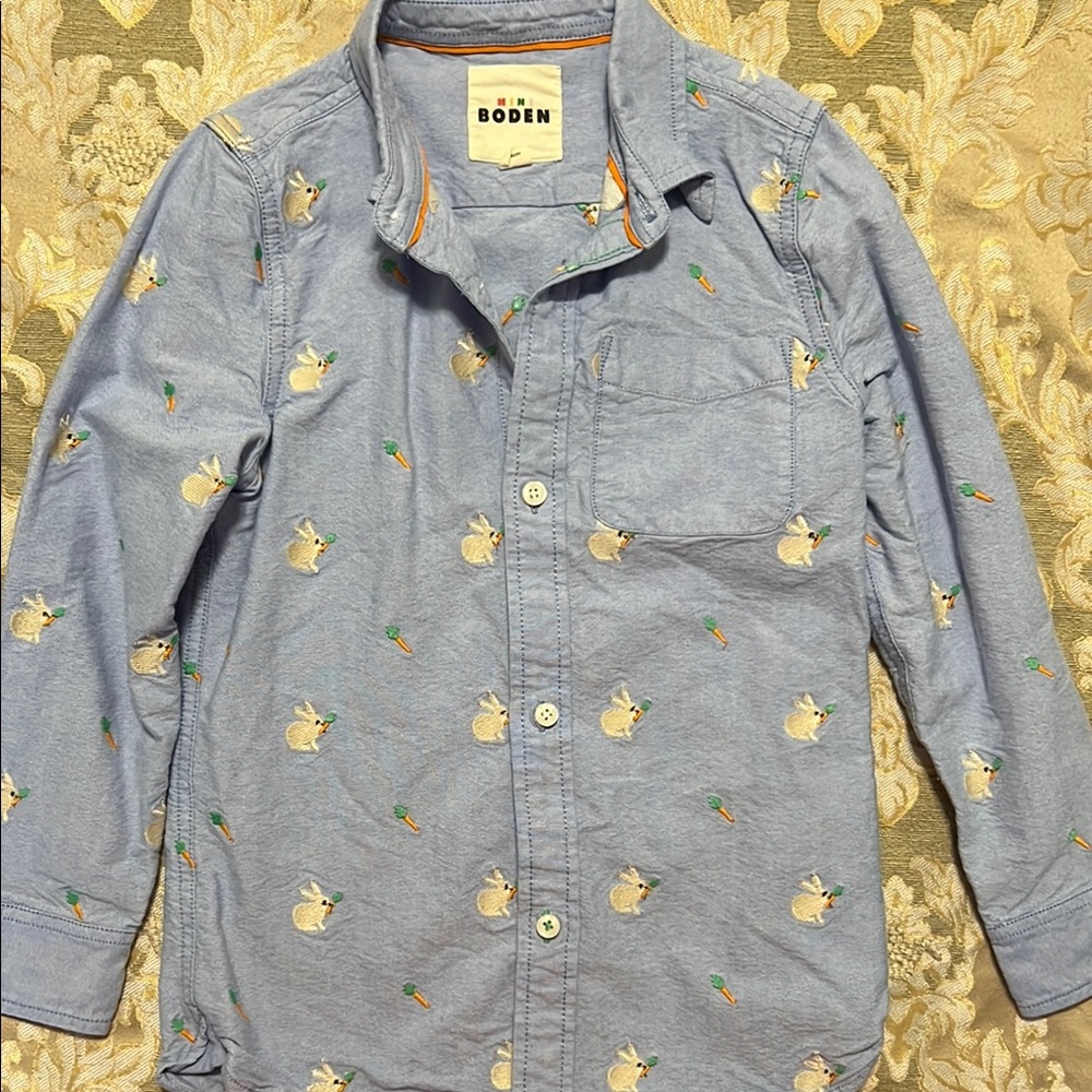 Boden Light Blue Shirt with Rabbit Motif